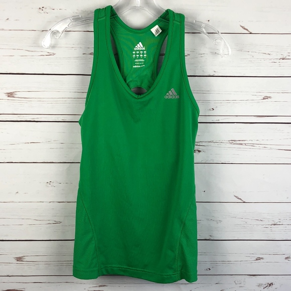 Adidas Kelly Green Workout Tank White 